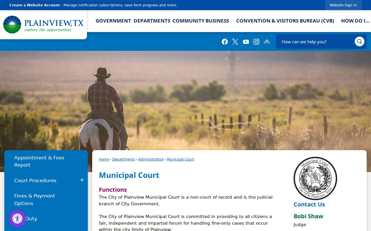 Plainview court docket municipal court information