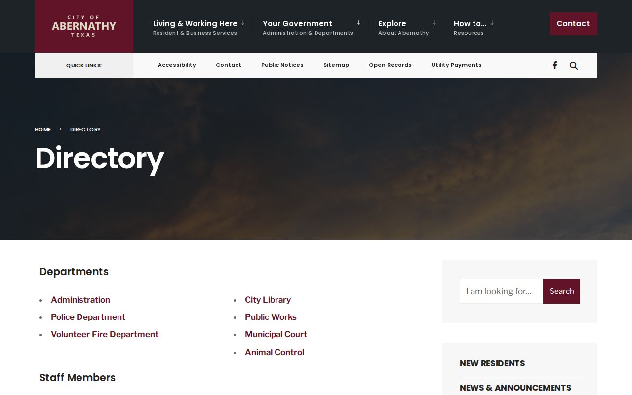Abernathy public office directory with municipal court contacts