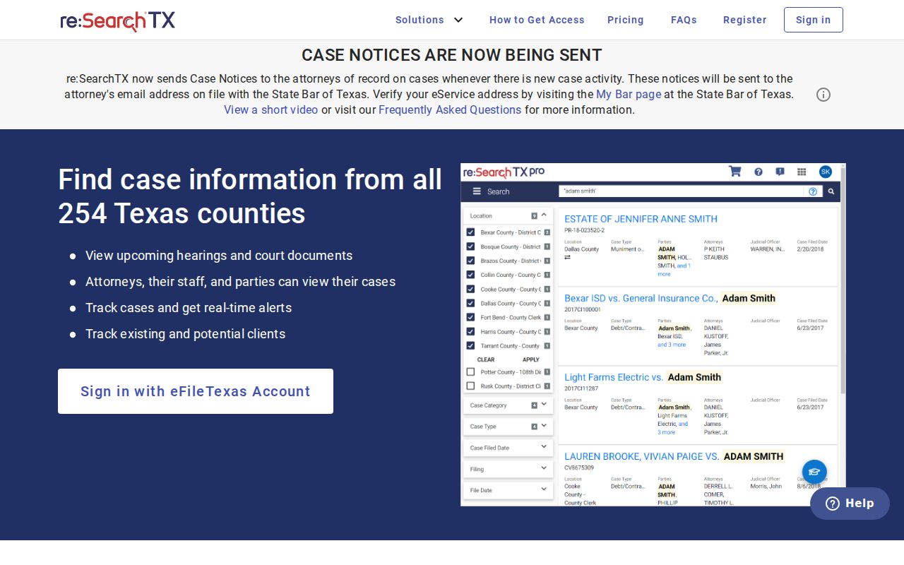 Hale County case lookup using the statewide re SearchTX portal